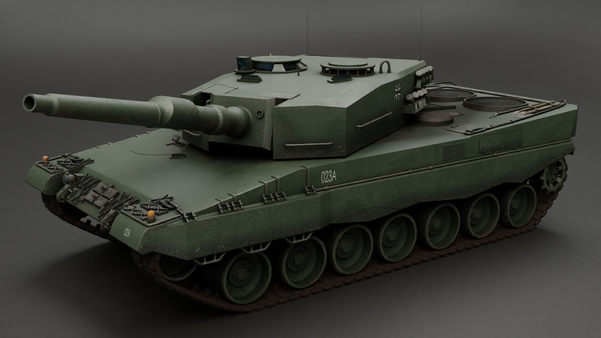 Tank Leopard 2A4 Game Ready PBR-materials Low-poly 3D model_6