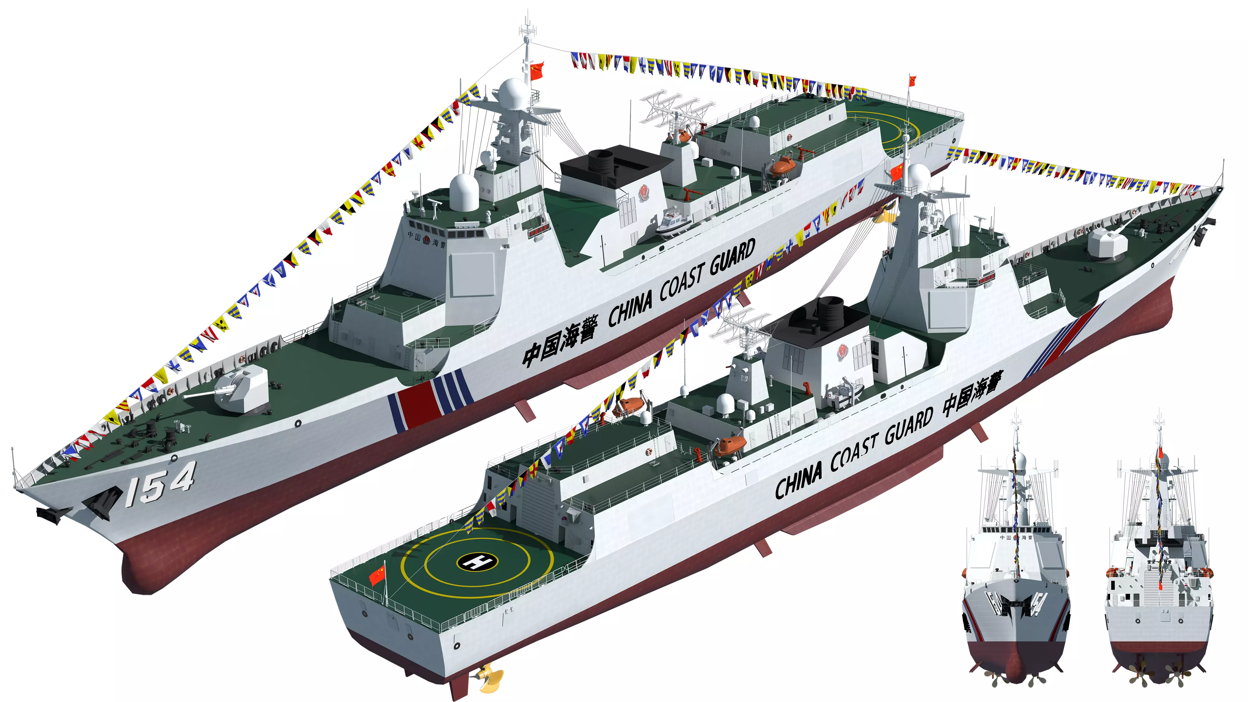052D version of the Coast Guard ship China Coast Guard warship 3D model