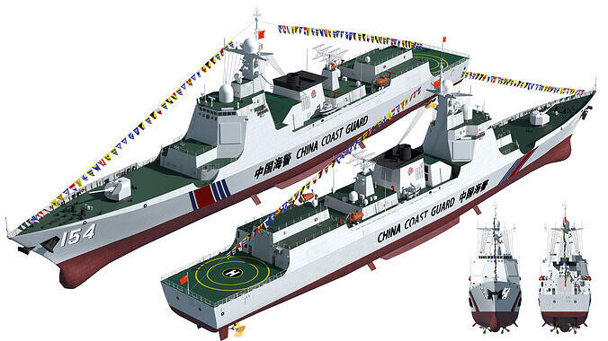 052D version of the Coast Guard ship China Coast Guard warship 3D model