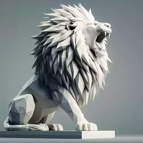643  Low Poly Roaring Lion  character monster fantasy