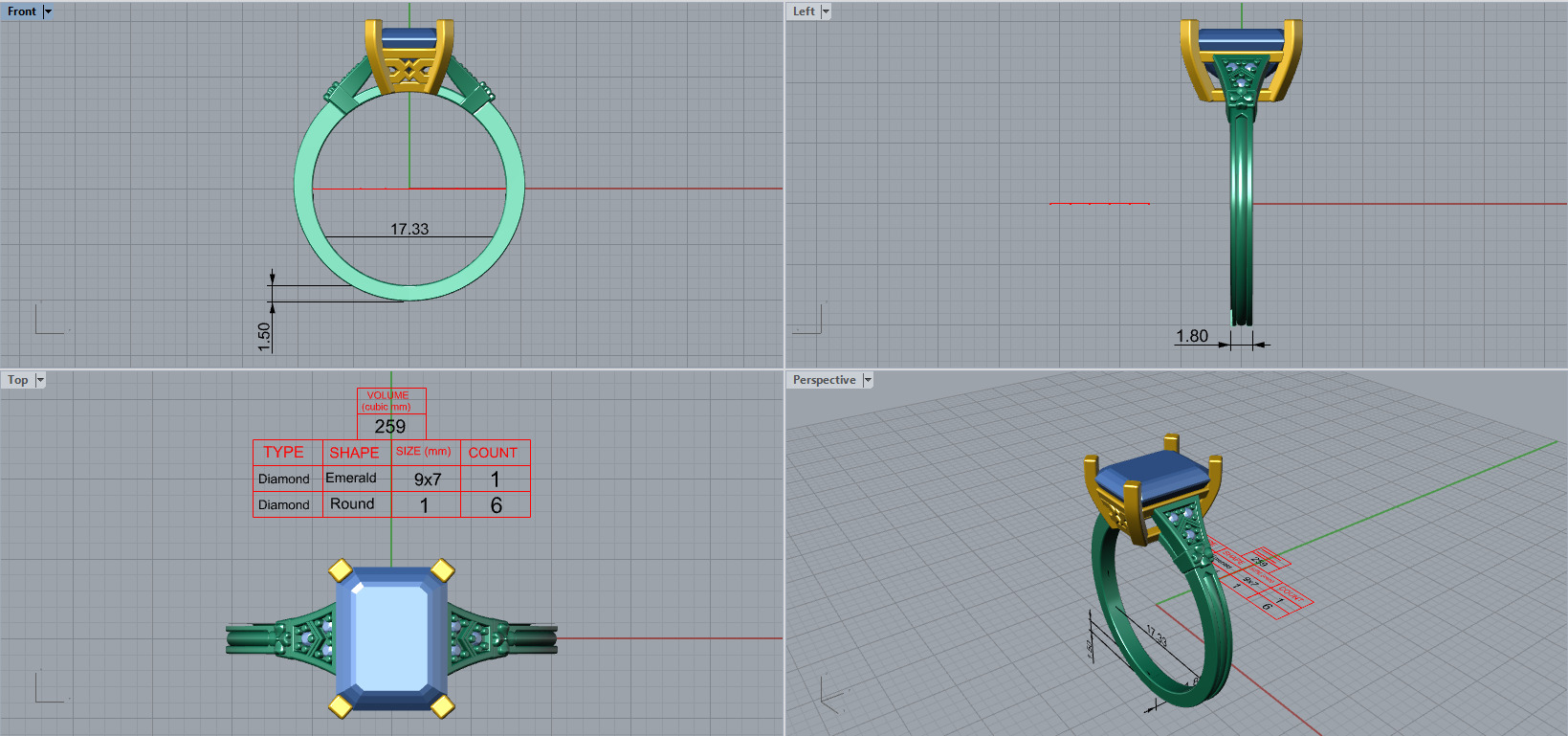 Engagment ring 1 stone two tone ring part 2 3D model_10