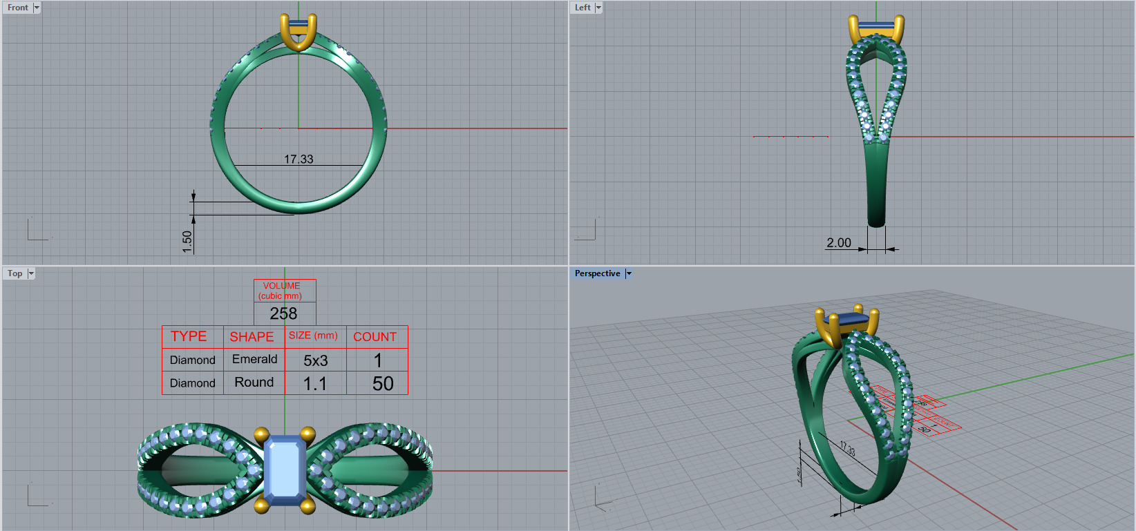 Engagment ring 1 stone two tone ring part 2 3D model_7