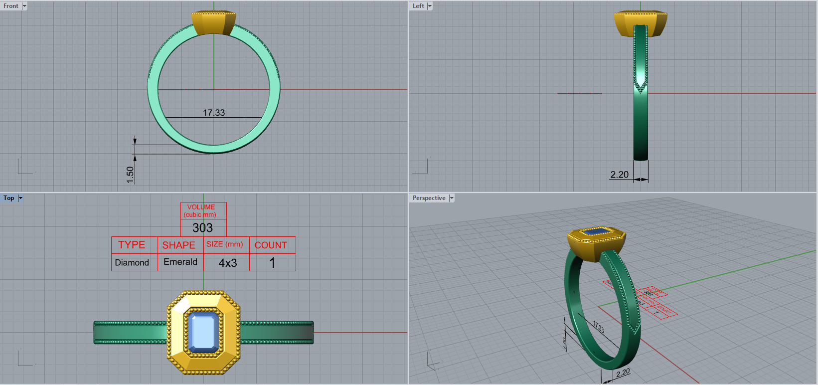 Engagment ring 1 stone two tone ring part 2 3D model_11