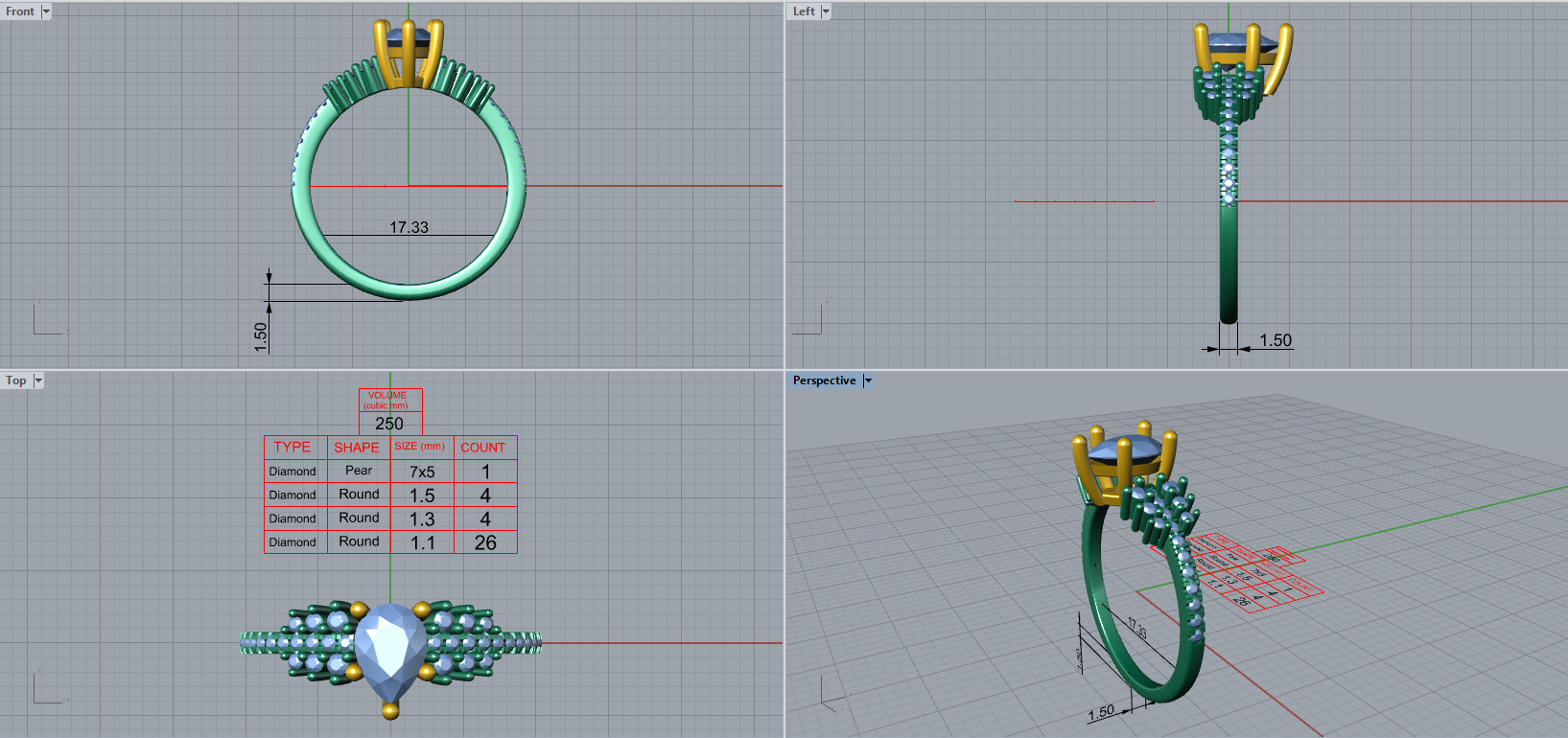 Engagment ring 1 stone two tone ring part 2 3D model_15