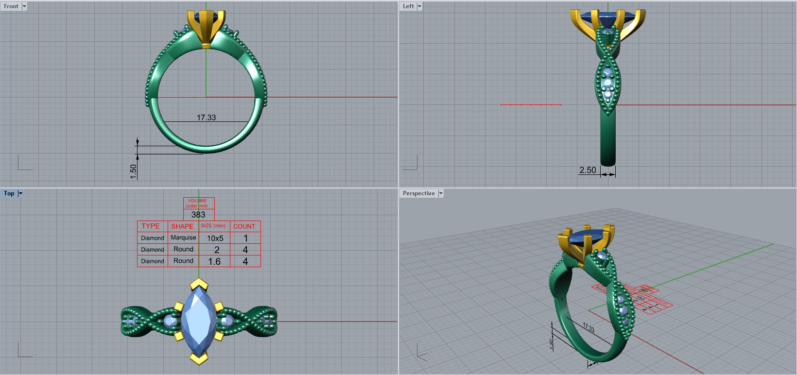 Engagment ring 1 stone two tone ring part 2 3D model_6