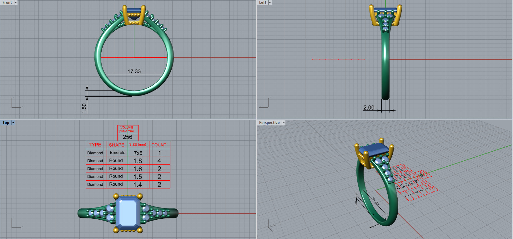 Engagment ring 1 stone two tone ring part 2 3D model_9