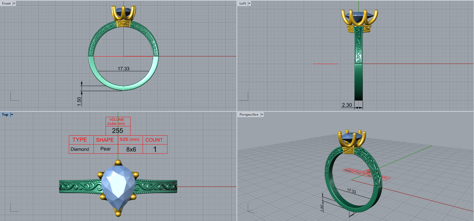 Engagment ring 1 stone two tone ring part 2 3D model_12
