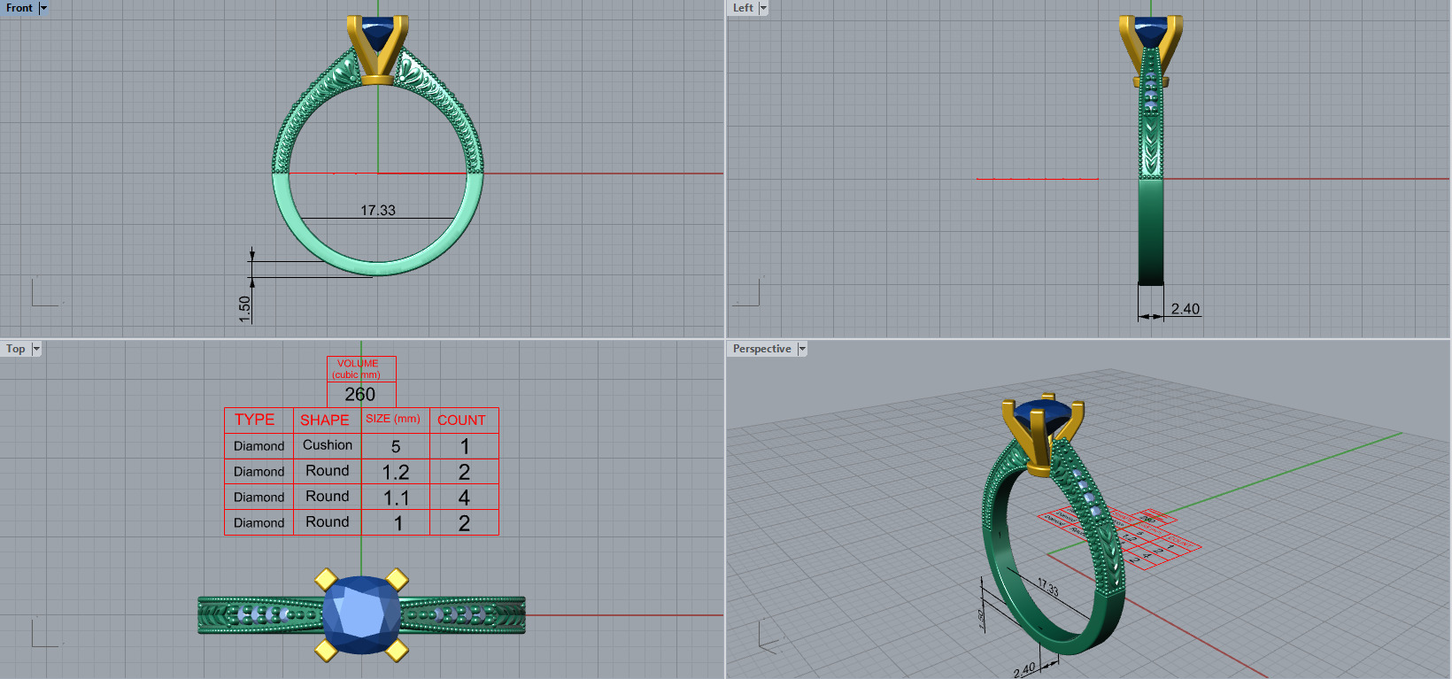 Engagment ring 1 stone two tone ring part 2 3D model_5