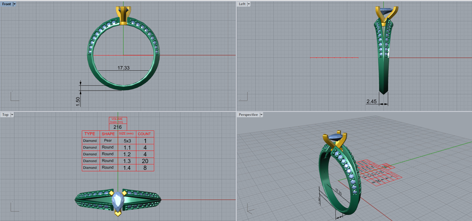 Engagment ring 1 stone two tone ring part 2 3D model_13