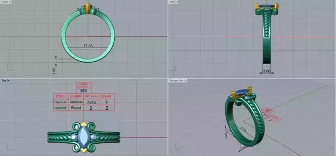 Engagment ring 1 stone two tone ring part 2