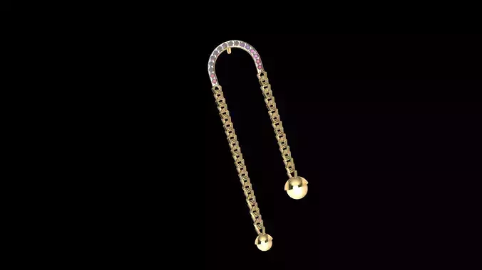 Chain link Half Circle Diamond Earrings