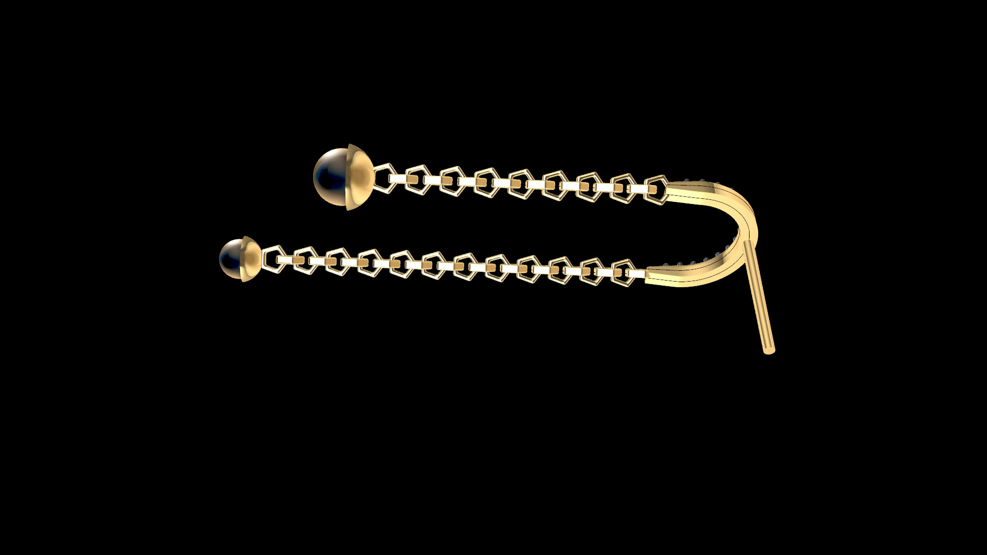 Chain link Half Circle Diamond Earrings 3D print model_3