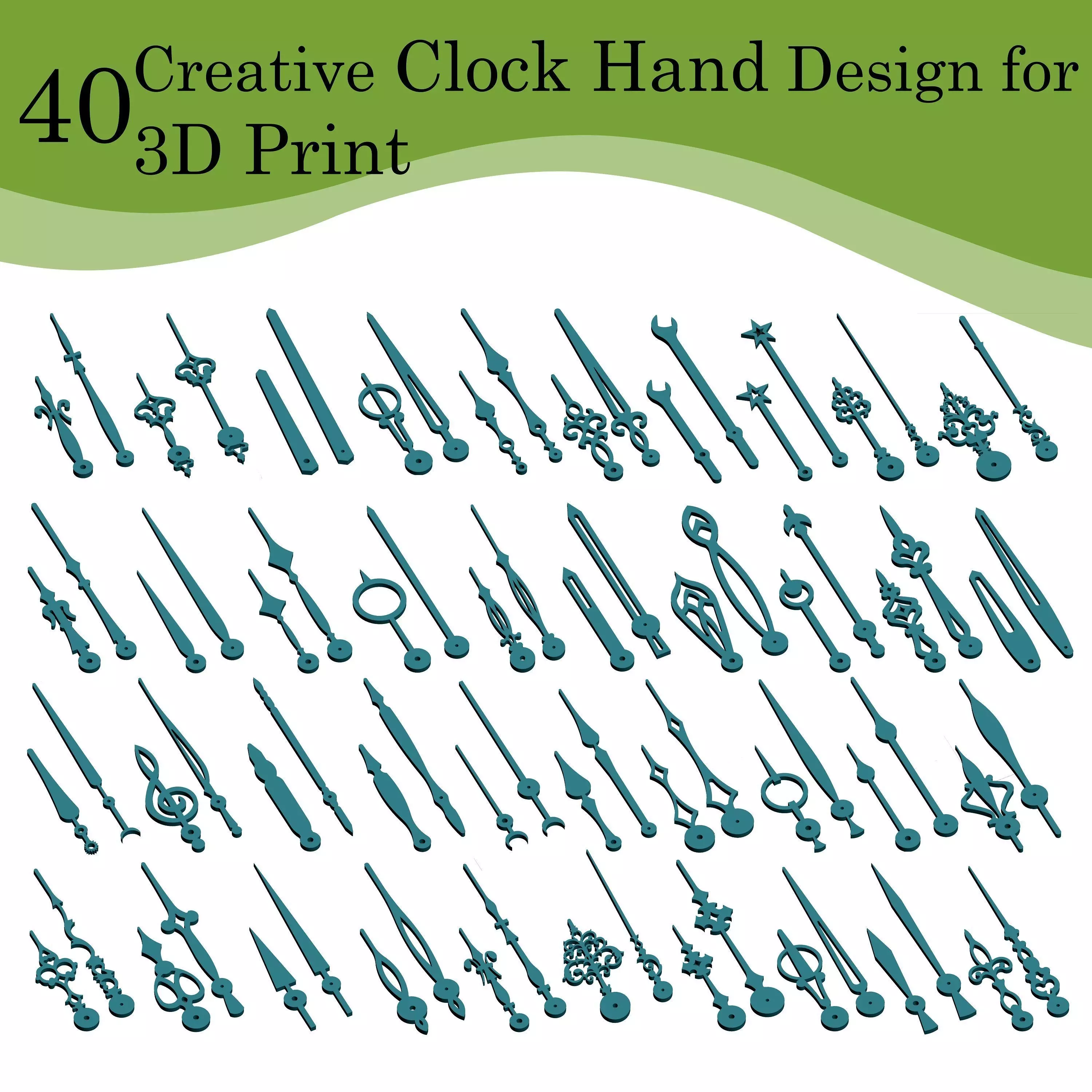 40 creative 3D Print clock hands for wall clocks 3D print model_0