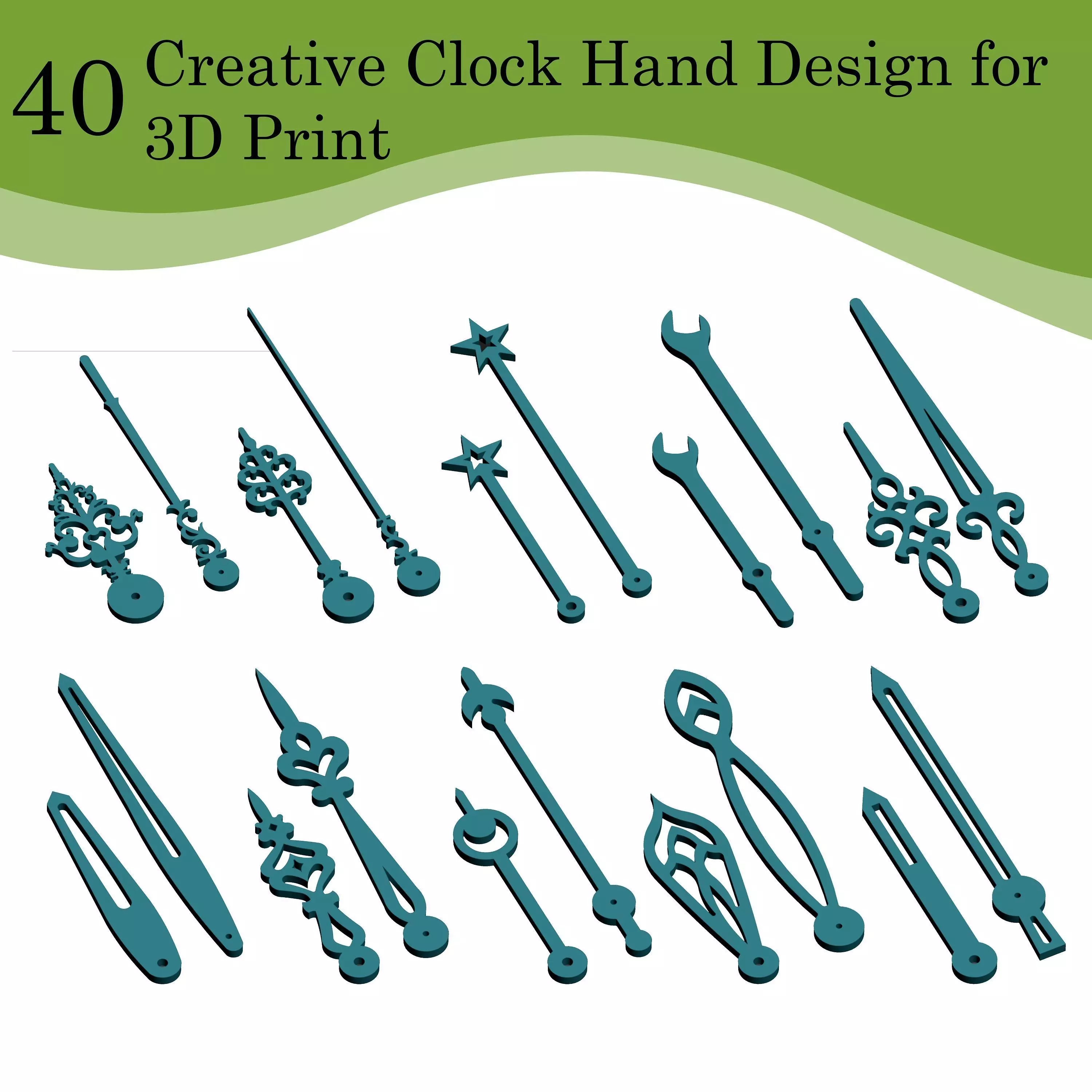 40 creative 3D Print clock hands for wall clocks 3D print model_1