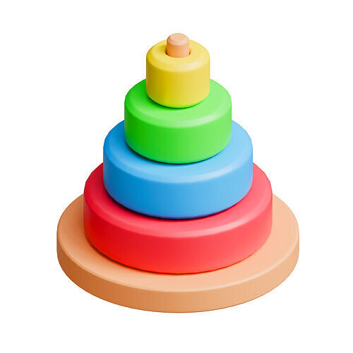 Rainbow tower toy Free low-poly 3D model