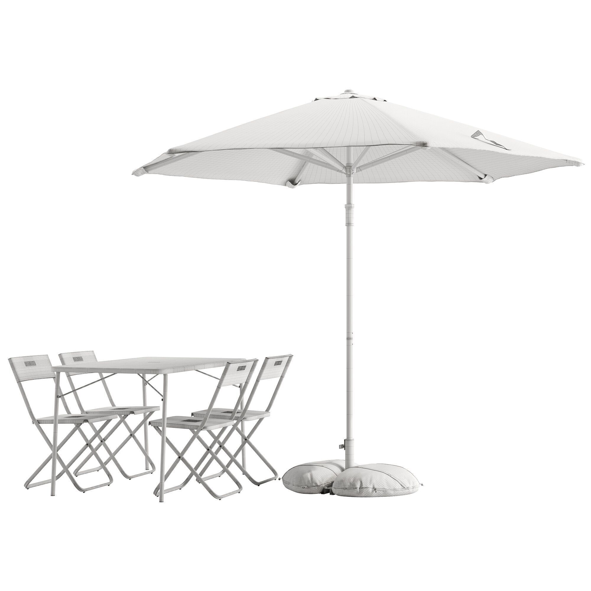 Ikea Hogon Parasol and Torparo Fejan outdoor table chair 3D model_4