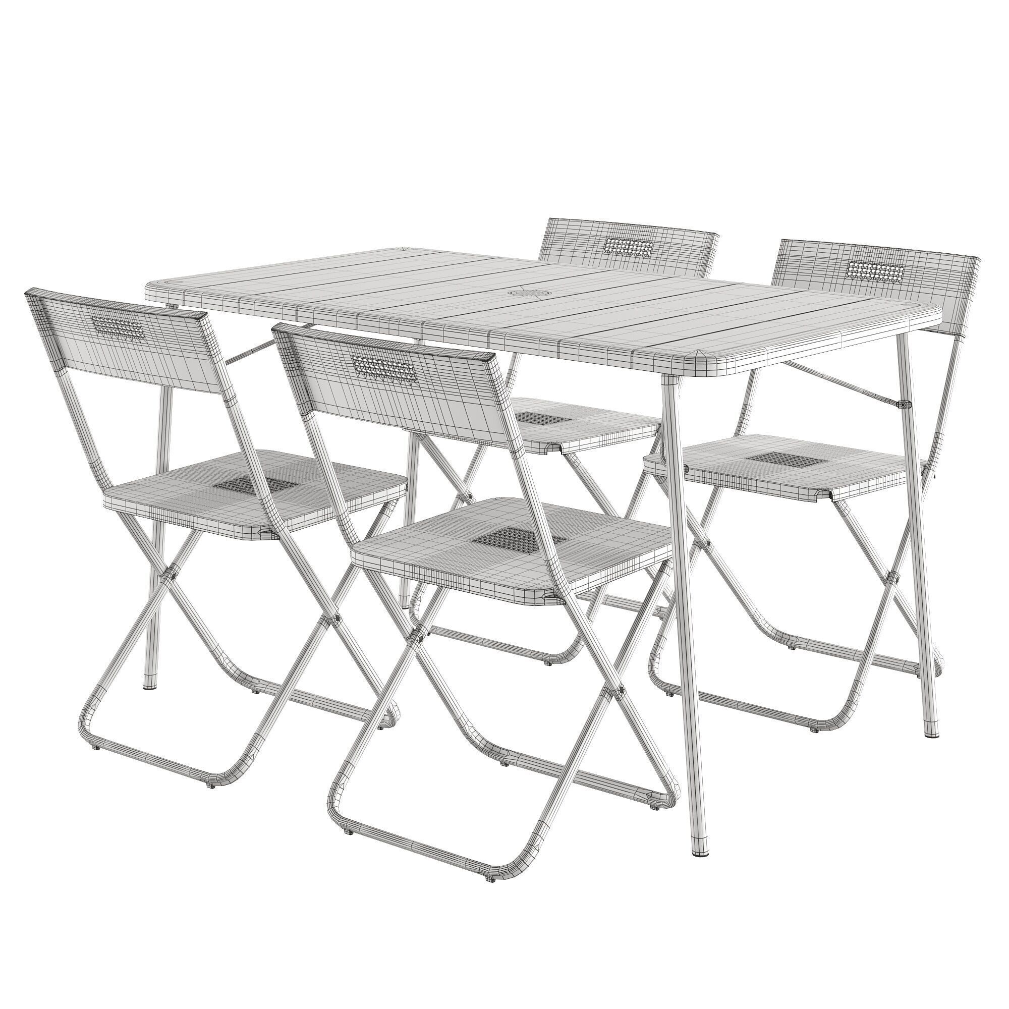 Ikea Hogon Parasol and Torparo Fejan outdoor table chair 3D model_5
