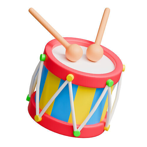 Drum toy Low-poly 3D model