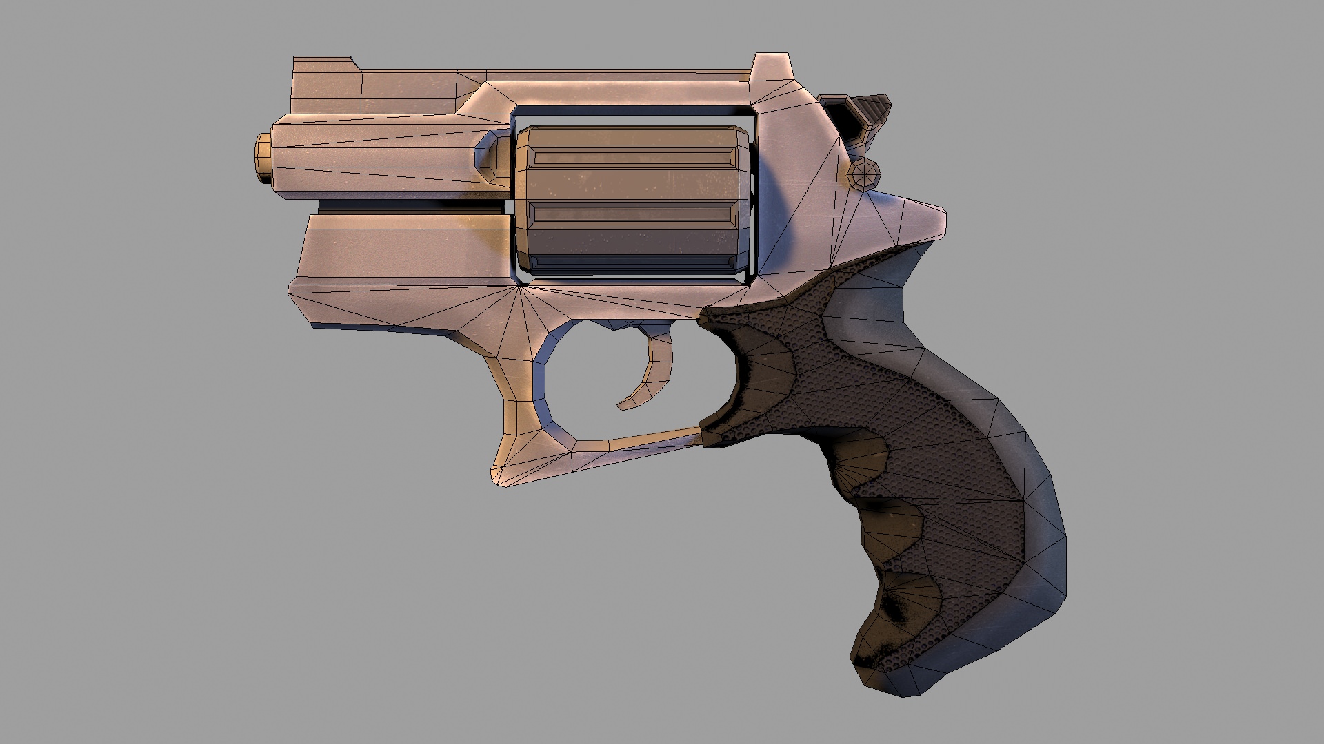 Revolver Low-poly 3D model_1