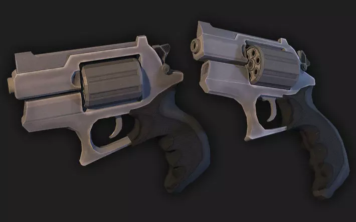 Revolver Low-poly 3D model_0