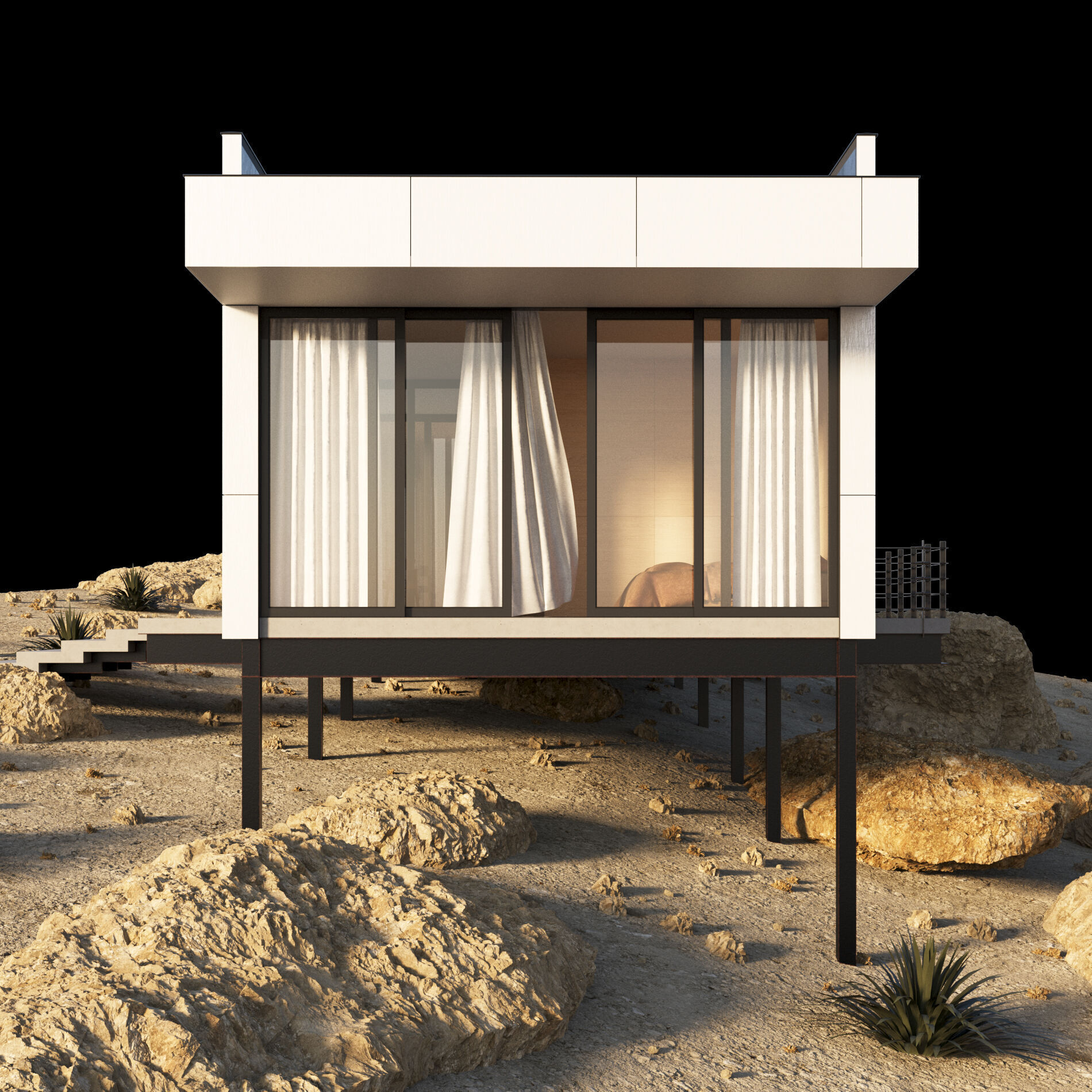 Modern house in desert 3D model_24