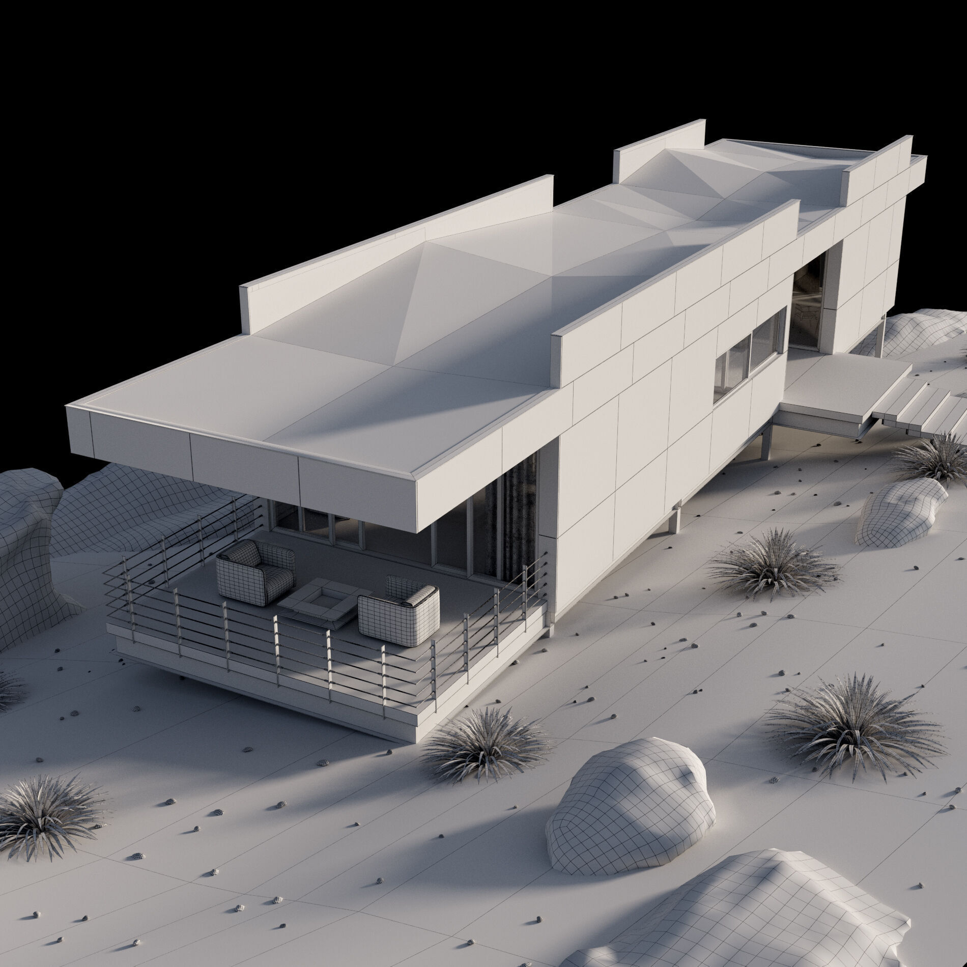 Modern house in desert 3D model_17