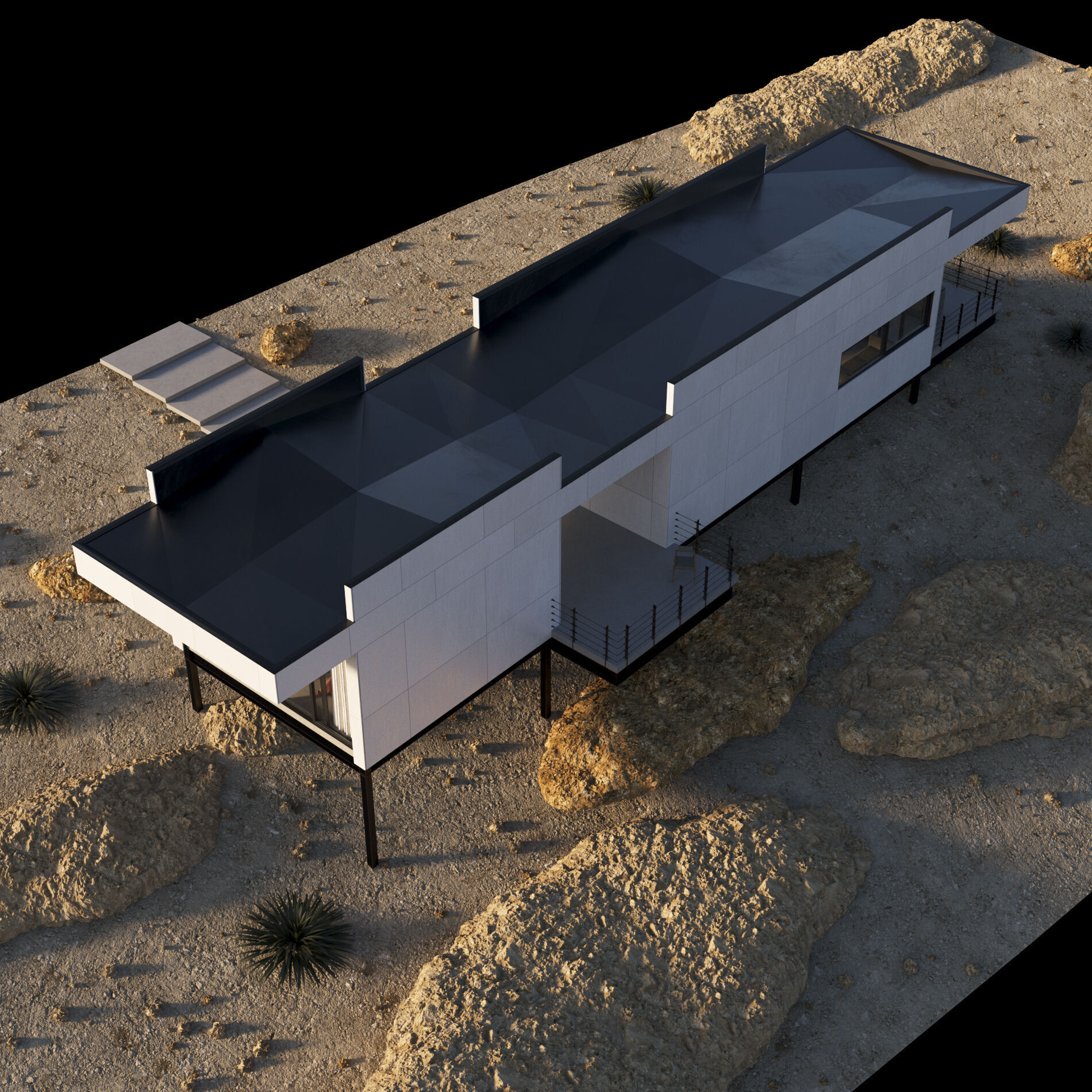 Modern house in desert 3D model_14