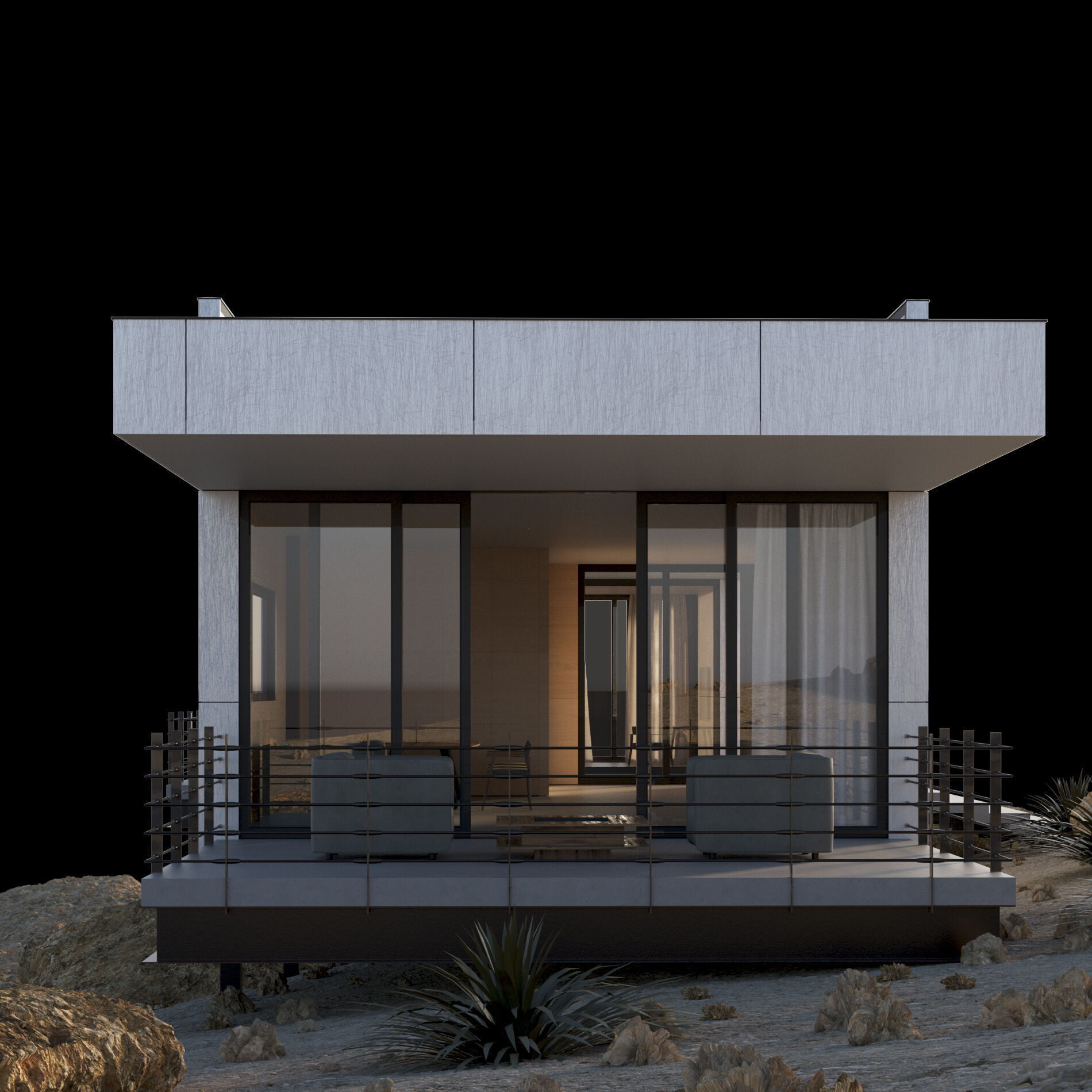 Modern house in desert 3D model_22