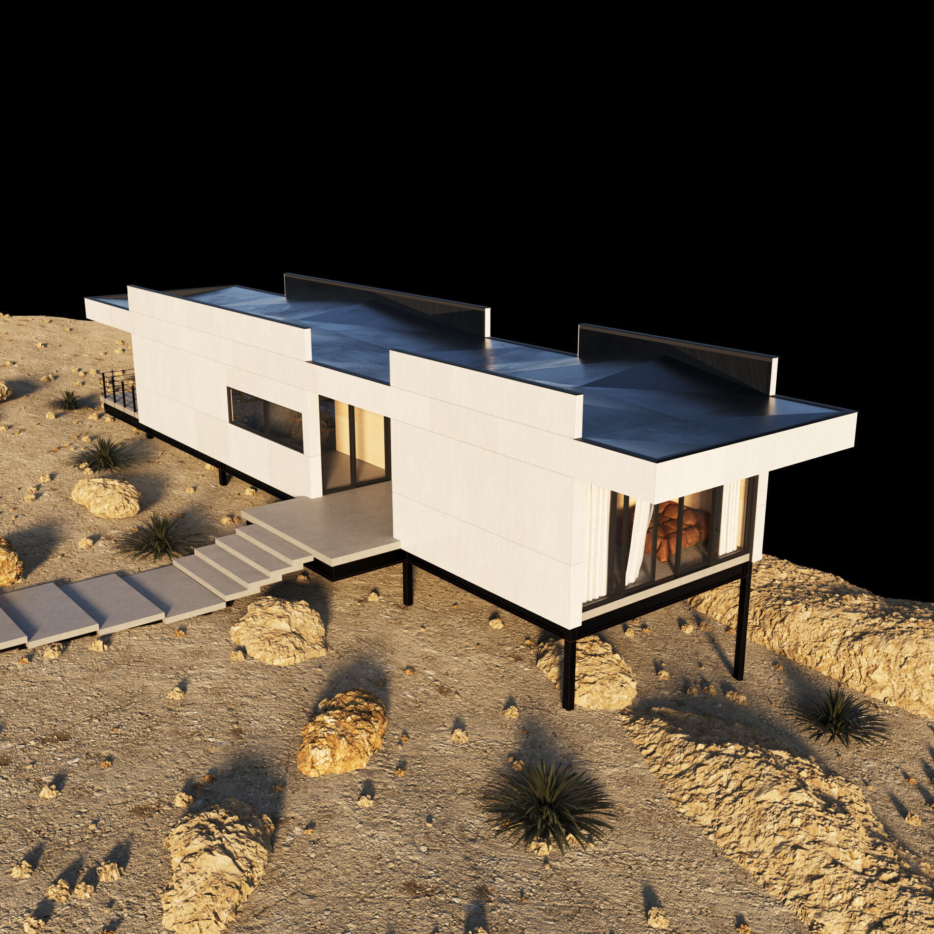 Modern house in desert 3D model_12