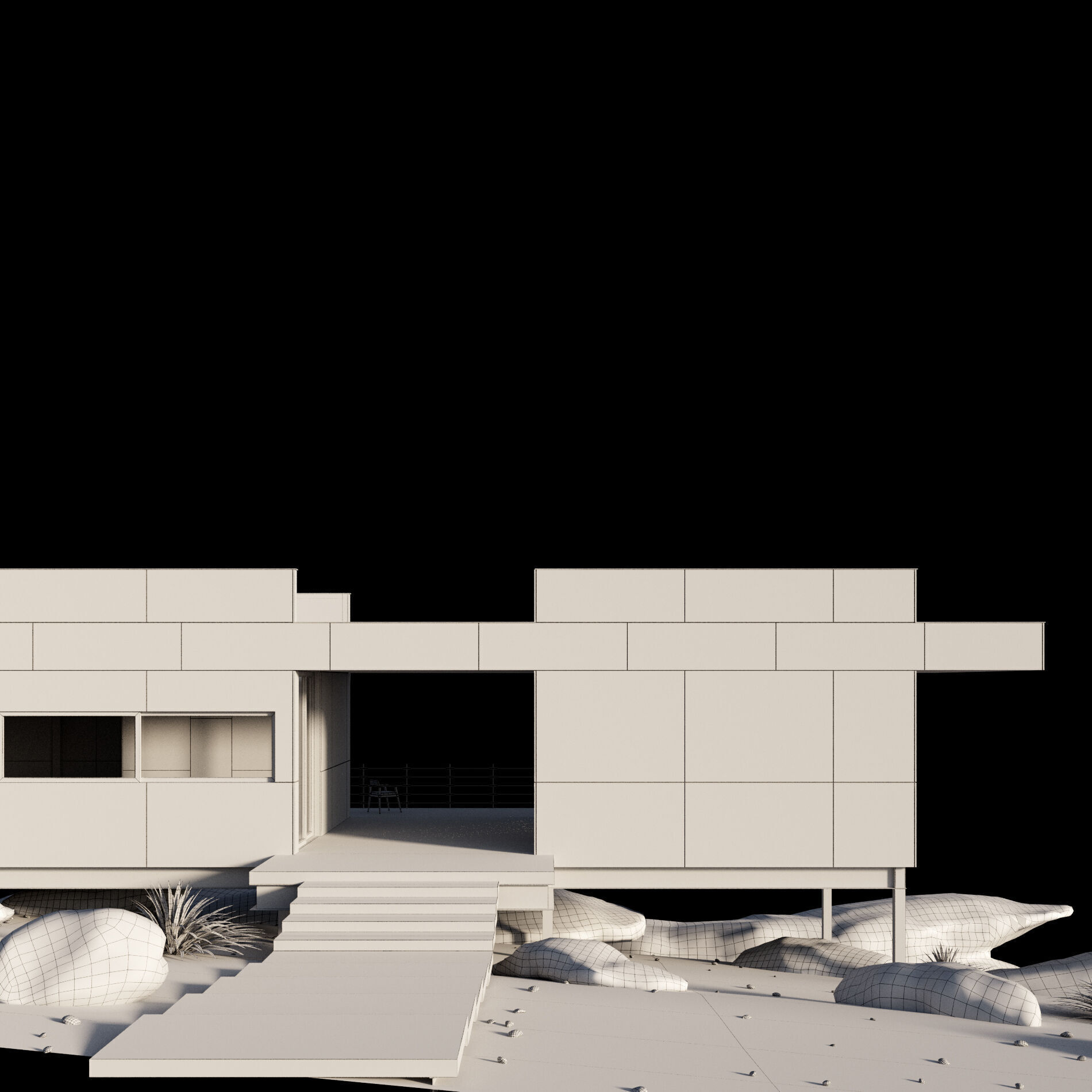 Modern house in desert 3D model_5