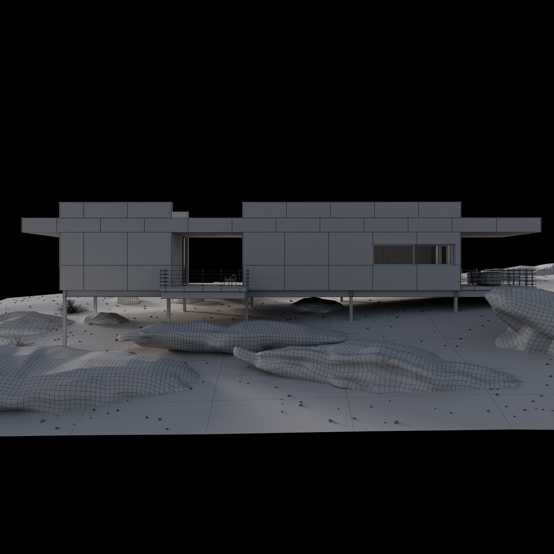 Modern house in desert 3D model_11