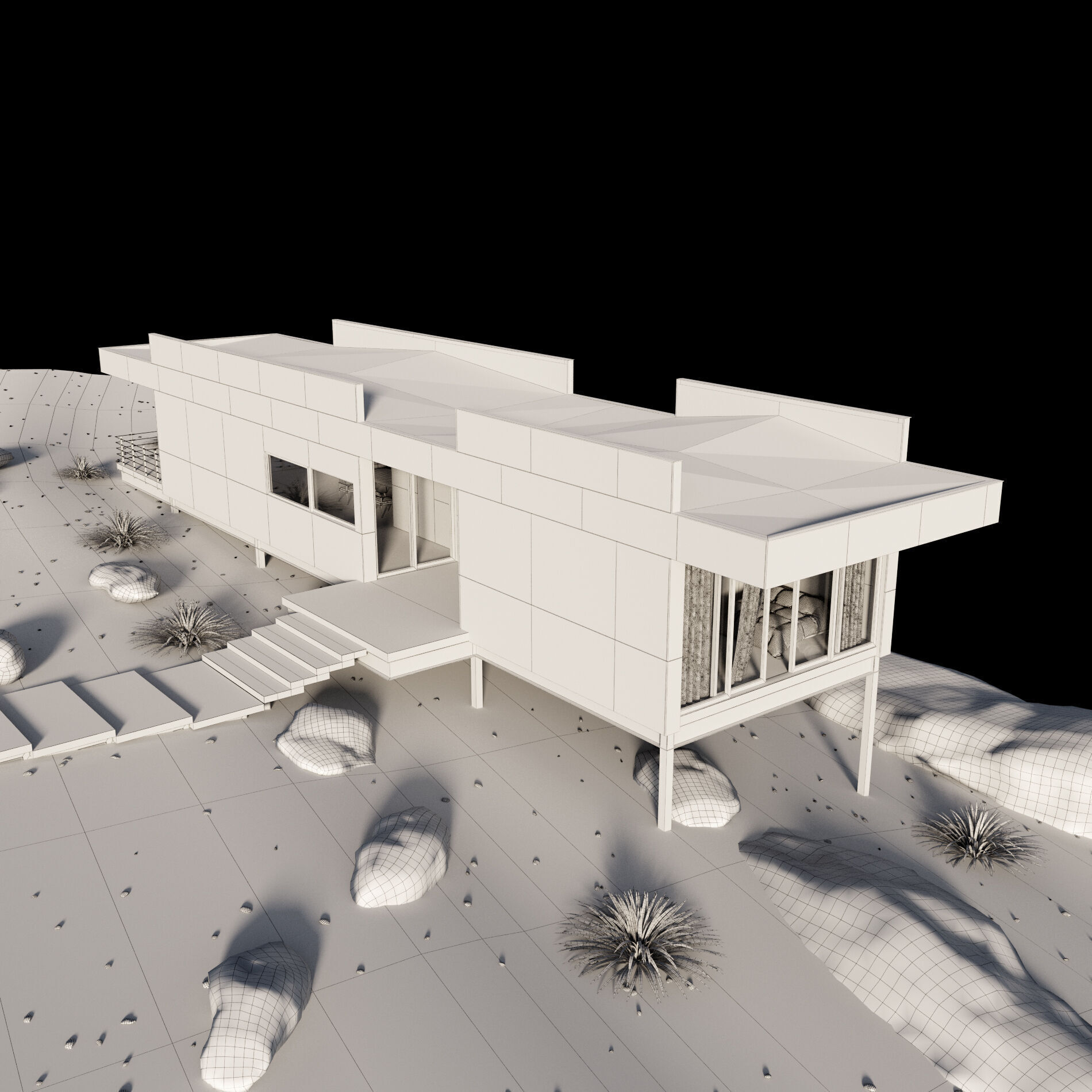 Modern house in desert 3D model_13