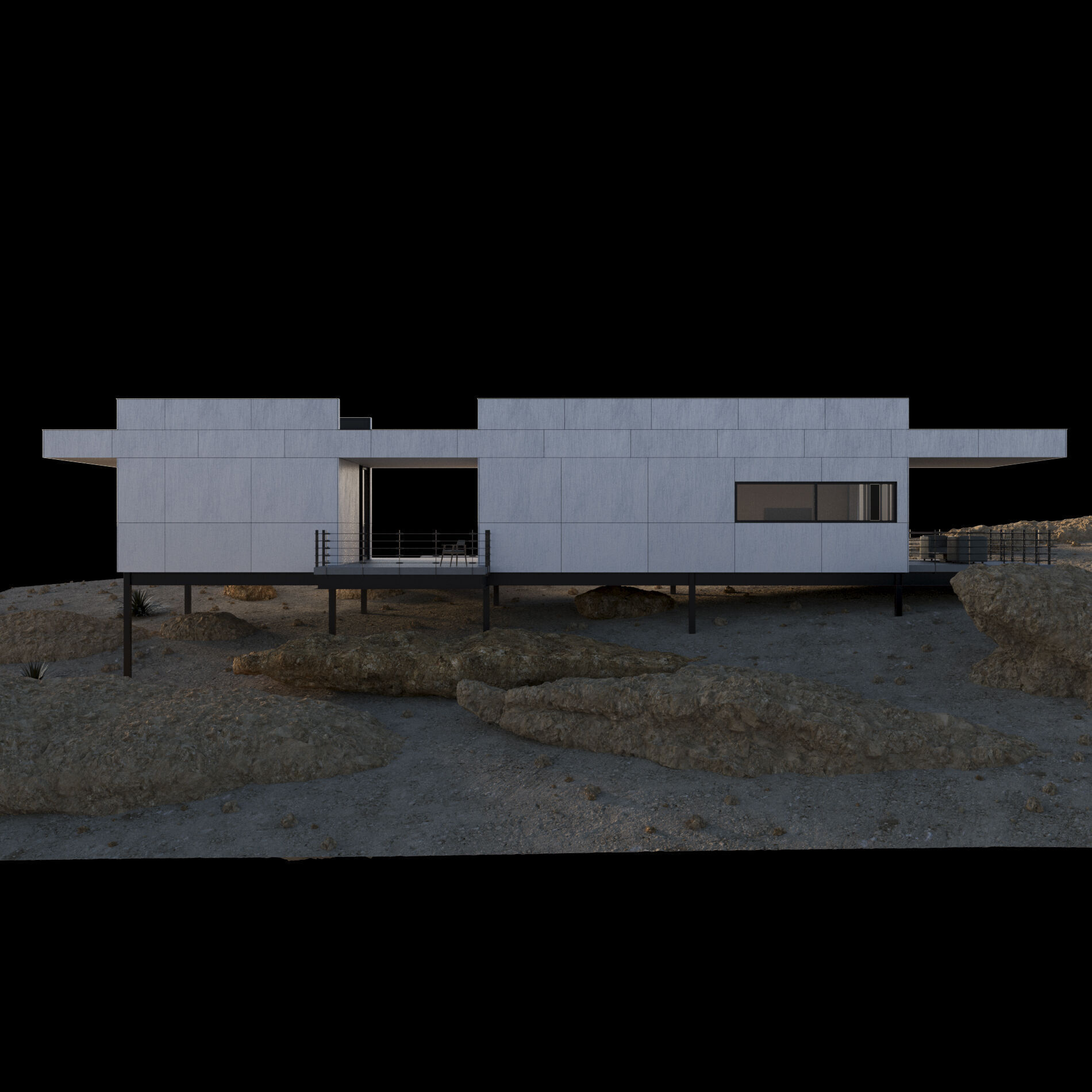Modern house in desert 3D model_10