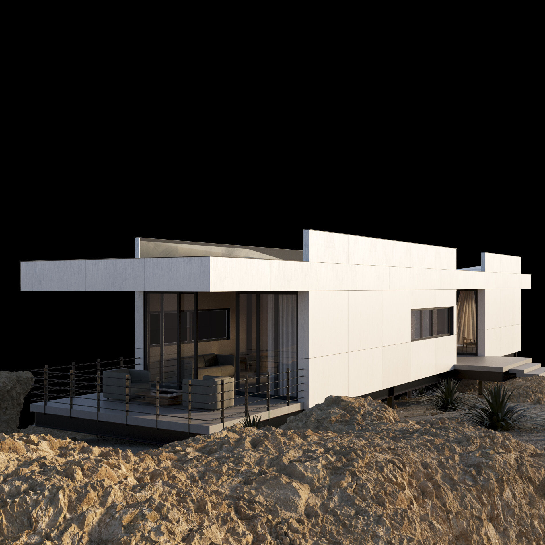 Modern house in desert 3D model_6