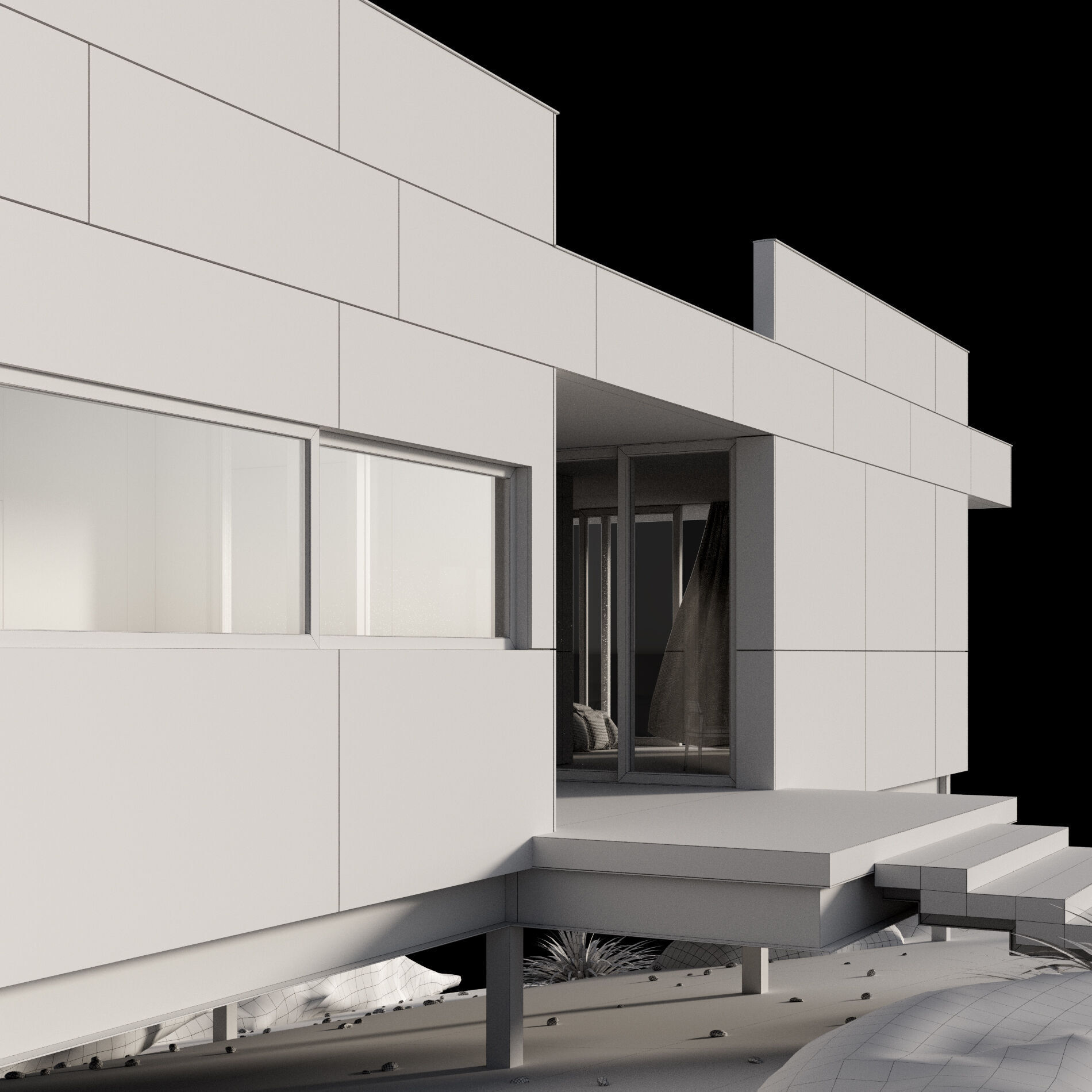 Modern house in desert 3D model_21
