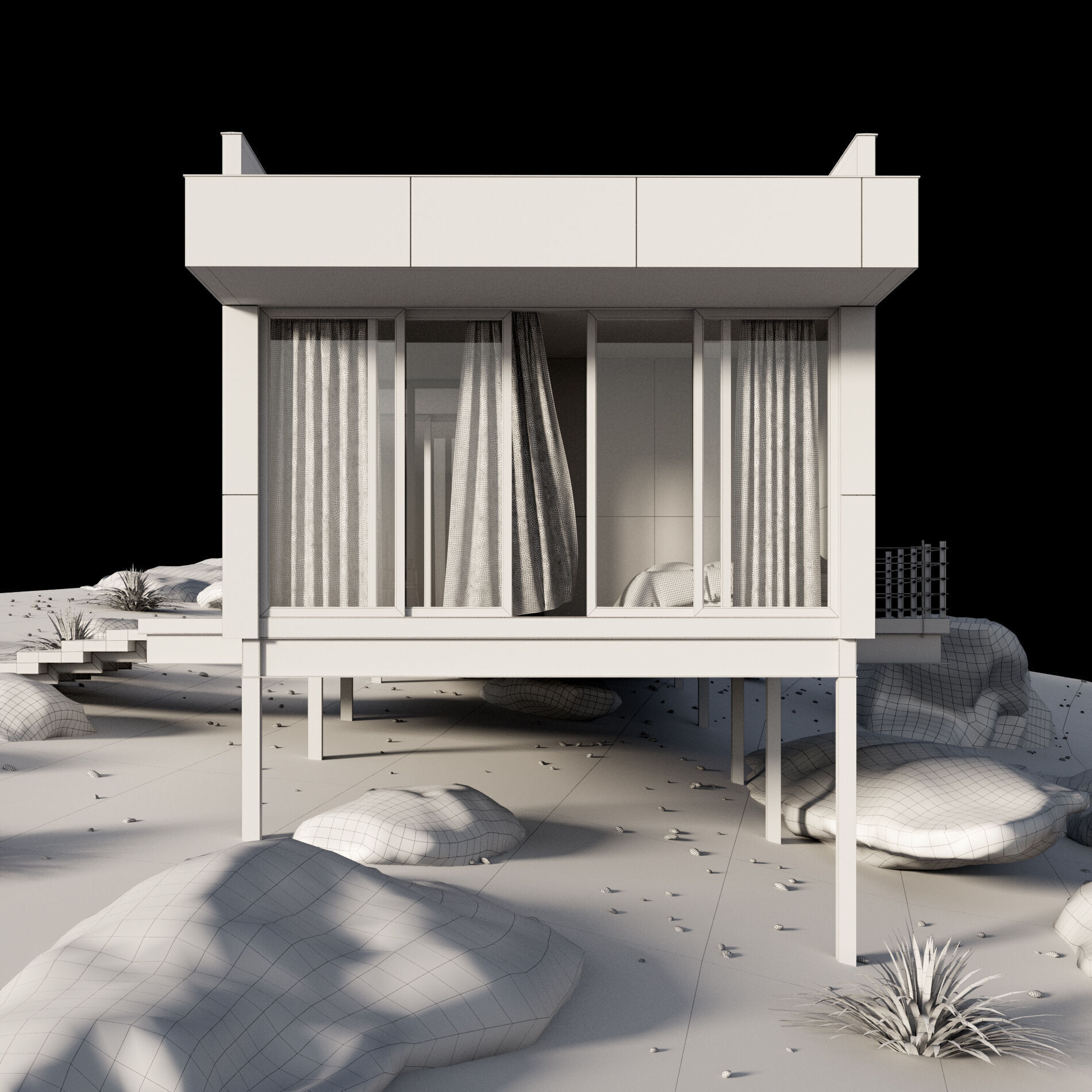 Modern house in desert 3D model_25