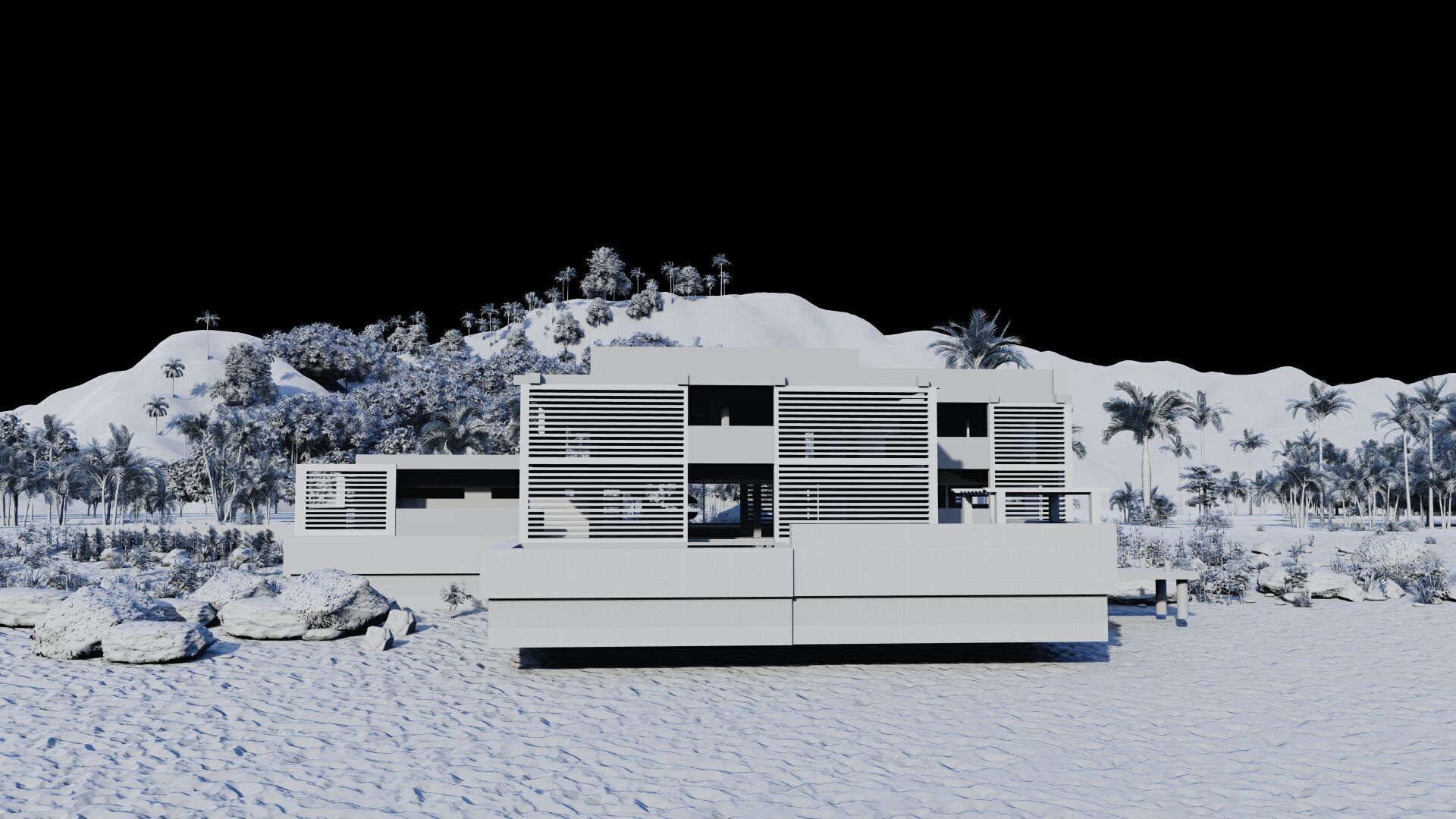 Beach Casa Scene-villa-modern house 3D model_6