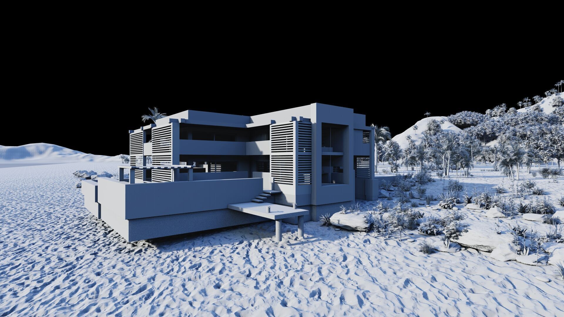 Beach Casa Scene-villa-modern house 3D model_18