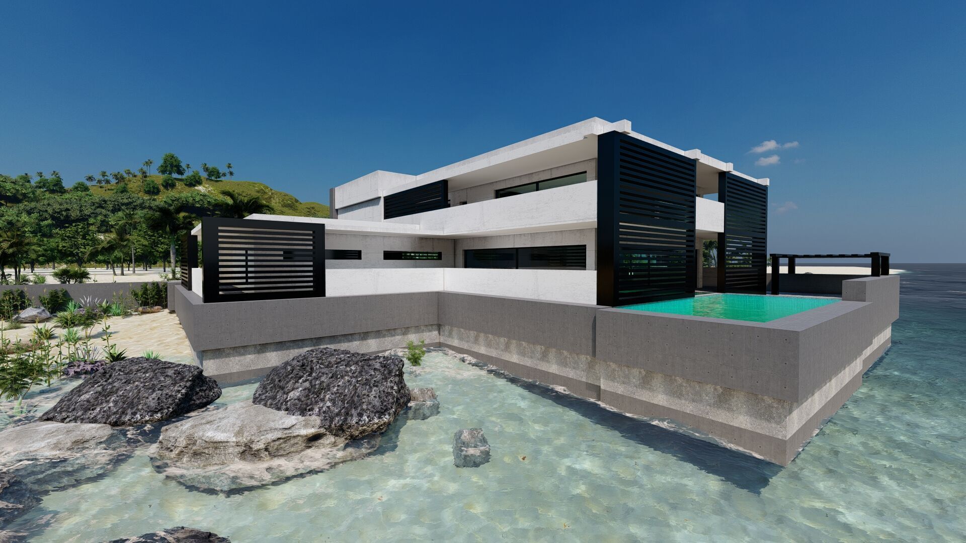 Beach Casa Scene-villa-modern house 3D model_3