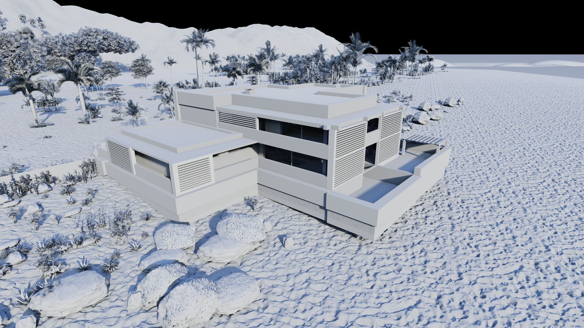 Beach Casa Scene-villa-modern house 3D model_22