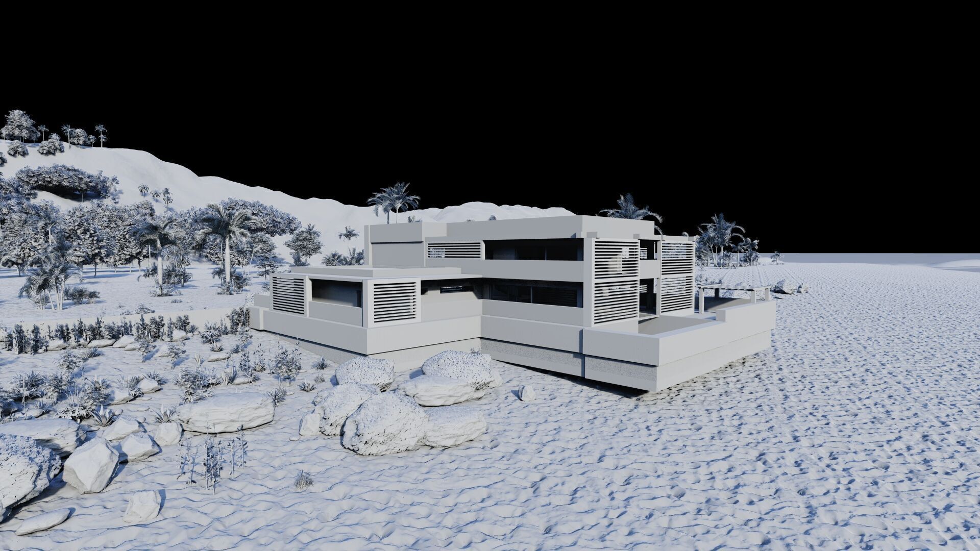 Beach Casa Scene-villa-modern house 3D model_21