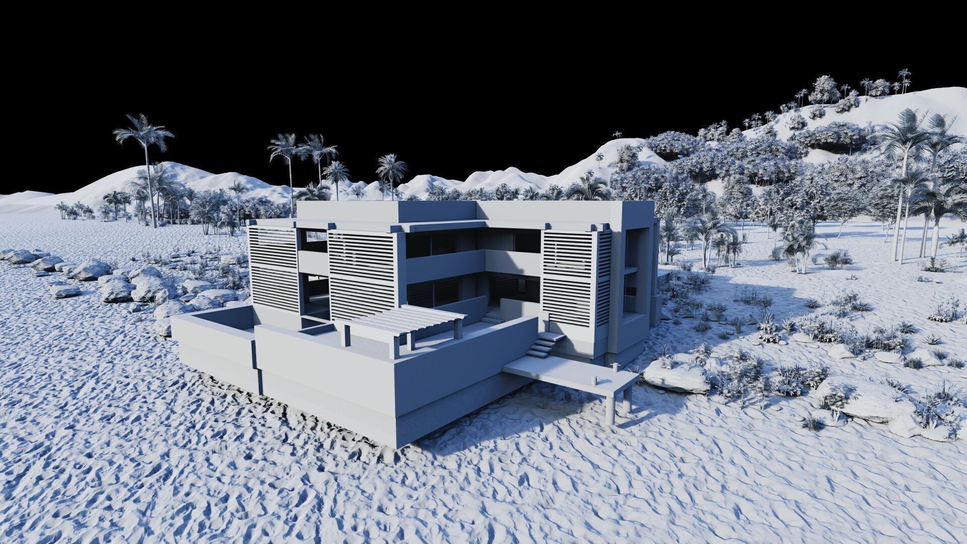 Beach Casa Scene-villa-modern house 3D model_19