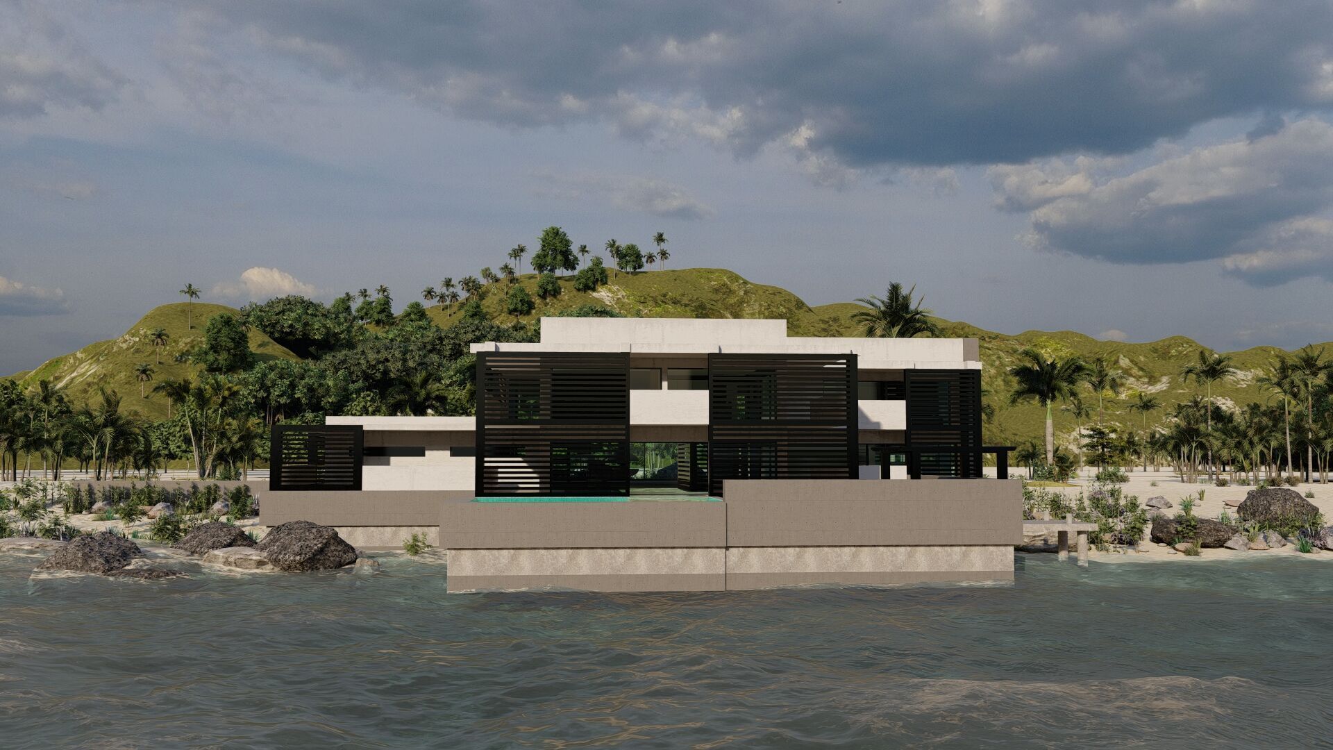 Beach Casa Scene-villa-modern house 3D model_5