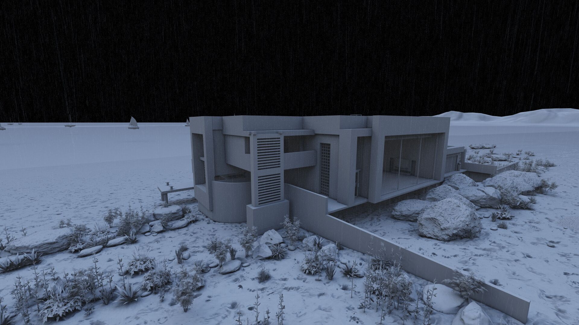 Beach Casa Scene-villa-modern house 3D model_10