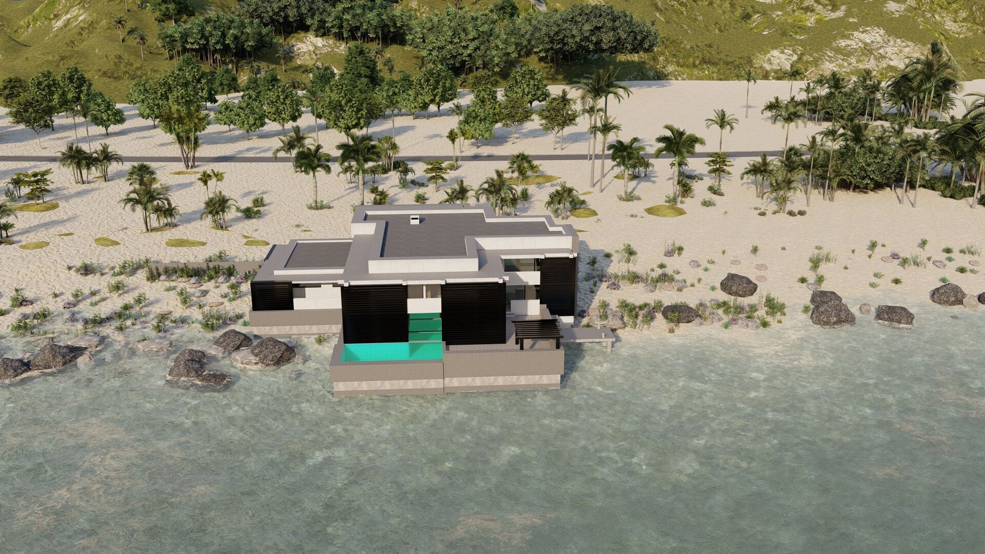 Beach Casa Scene-villa-modern house 3D model_24