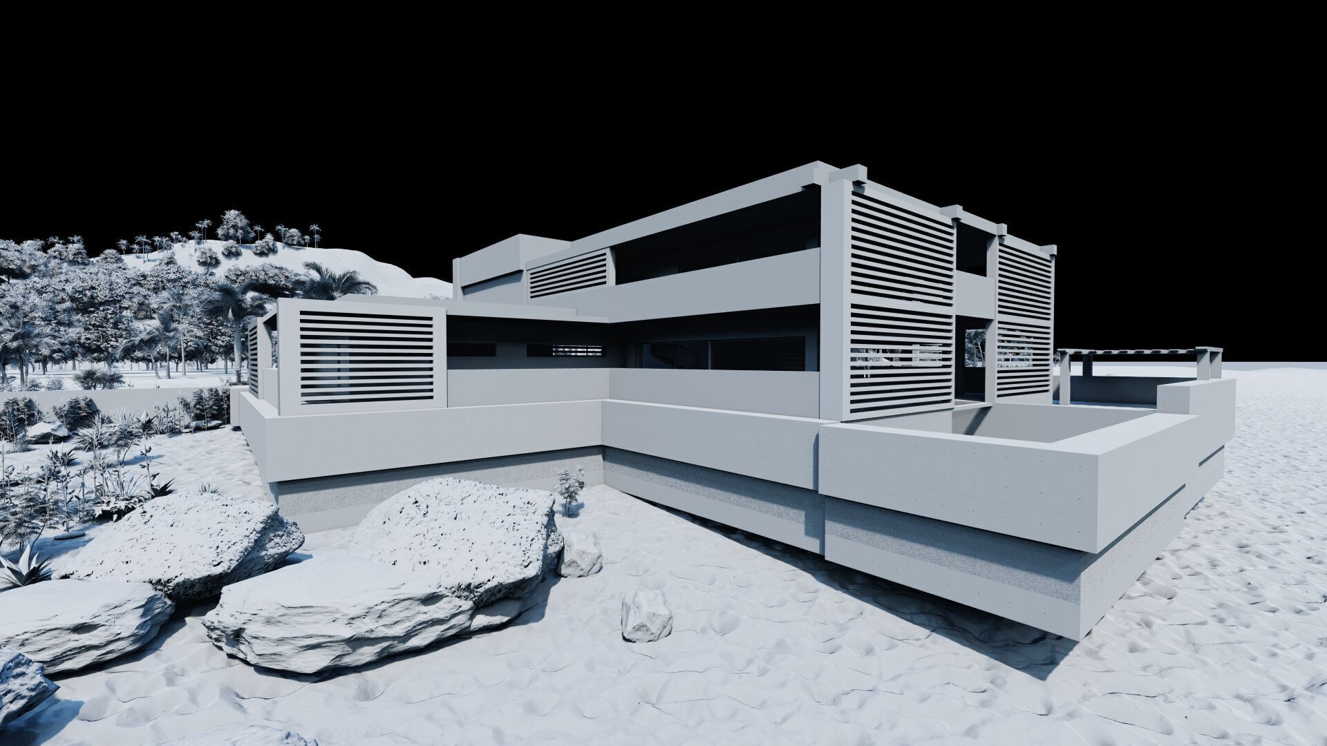 Beach Casa Scene-villa-modern house 3D model_4