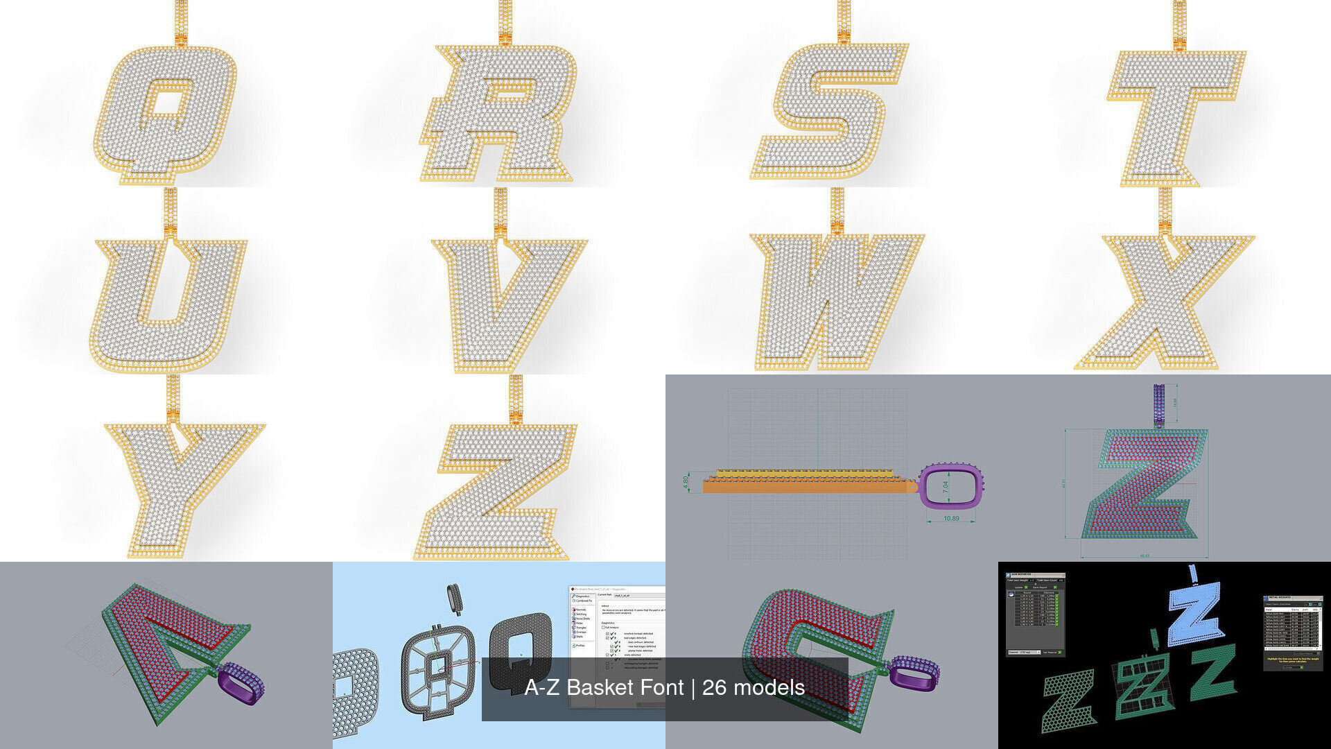 A-Z Basket Font 3D Model Collection_2