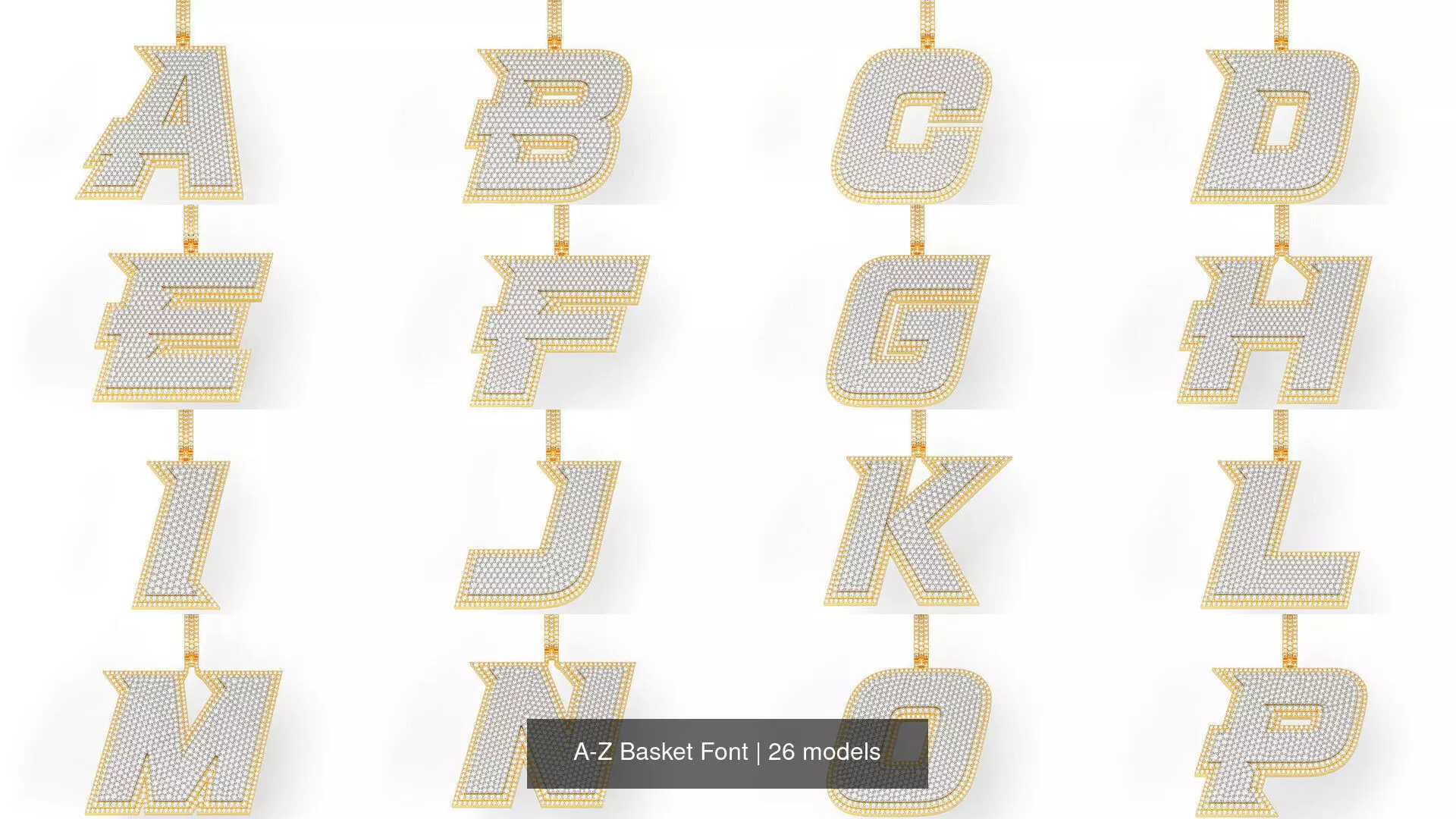 A-Z Basket Font 3D Model Collection_0