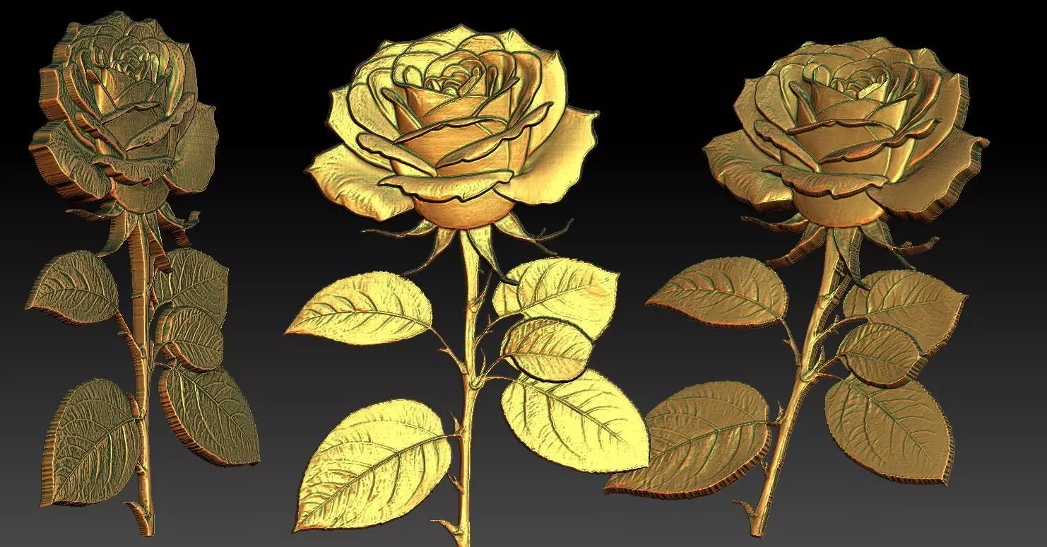 4 Rose CNC Relief Model 3D print model_0
