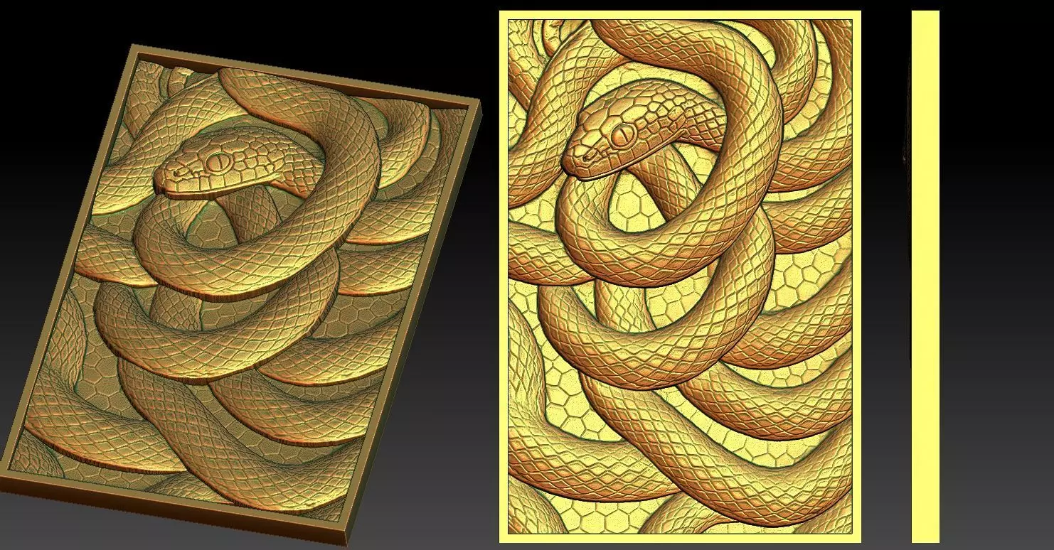 2 Snake CNC Relief Model 3D print model